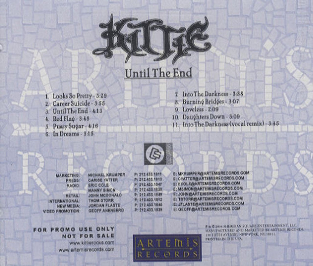 Kittie Until The End US Promo CD album (CDLP) ARTCD-225