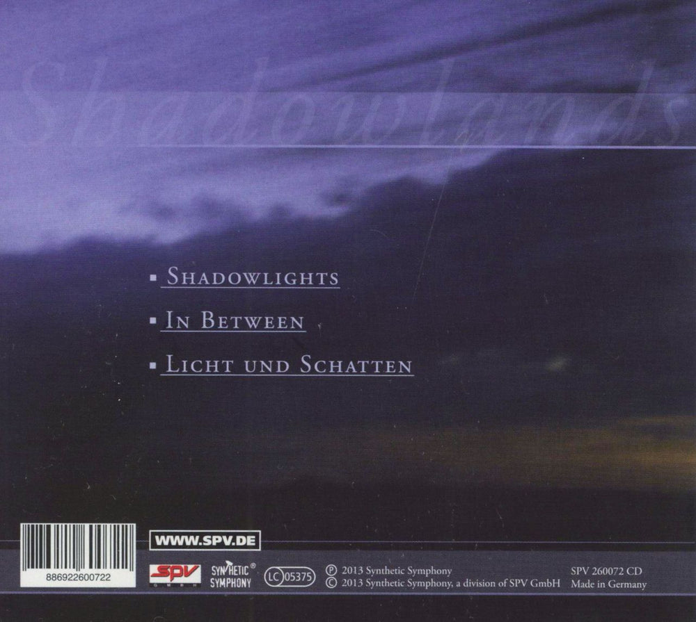 Klaus Schulze Shadowlands German CD album (CDLP) 886922600722