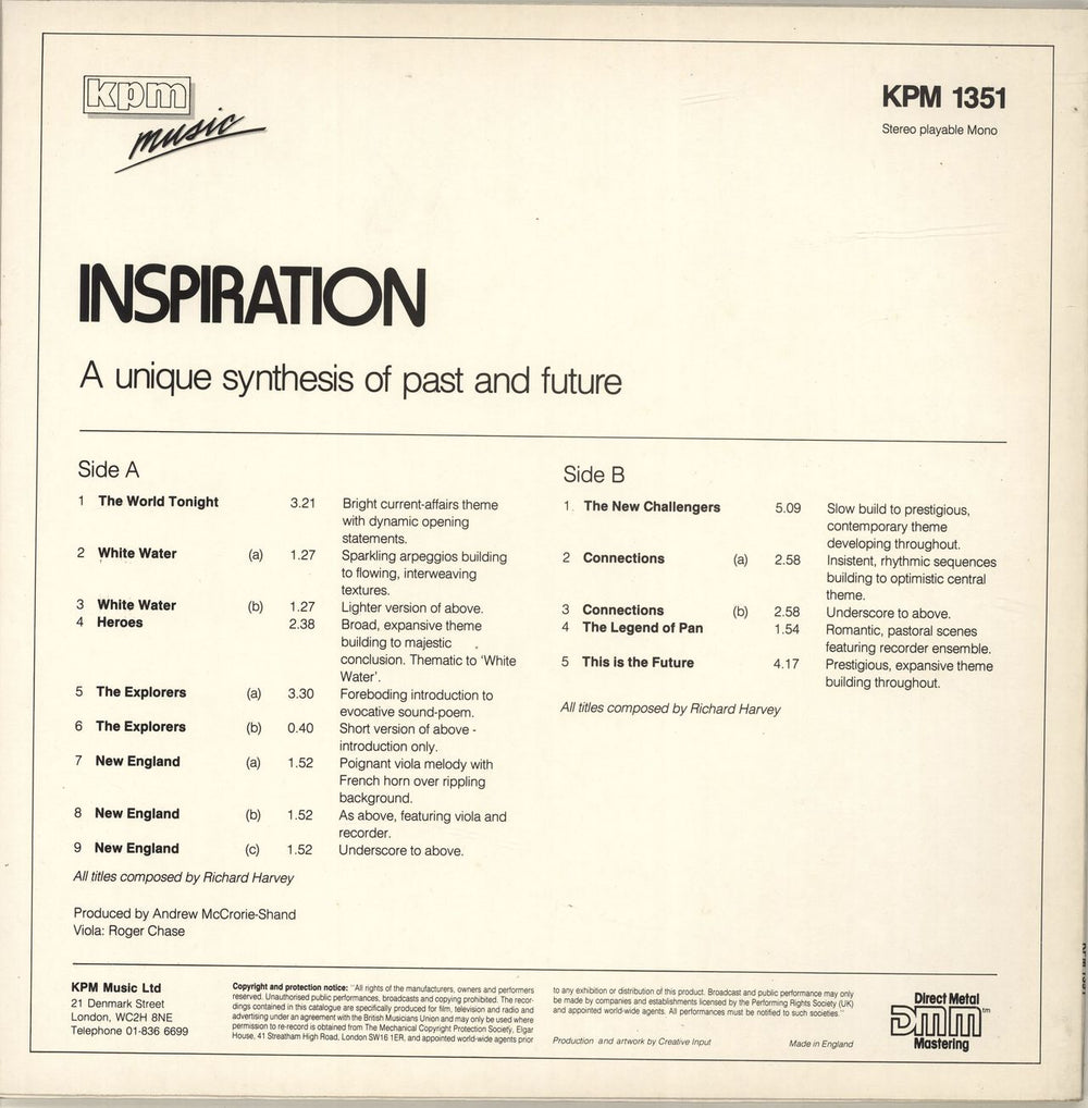 KPM Library Inspiration UK vinyl LP album (LP record)