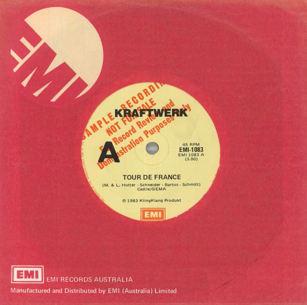 Kraftwerk Tour De France Australian Promo 7" vinyl single (7 inch record / 45) EMI1083