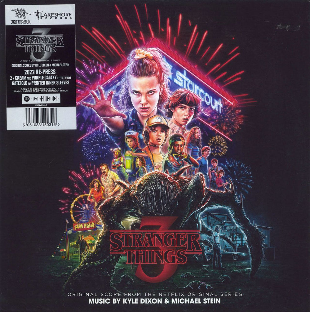 Kyle Dixon & Michael Stein Stranger Things 3 - Cream & Purple Galaxy Vinyl UK 2-LP vinyl record set (Double LP Album) LSINV234LP