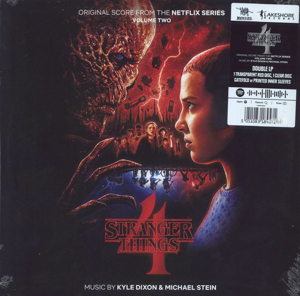 Kyle Dixon & Michael Stein Stranger Things 4 - Volume Two - Transparent Red/Clear Vinyl - Sealed UK 2-LP vinyl record set (Double LP Album) LSINV293LP