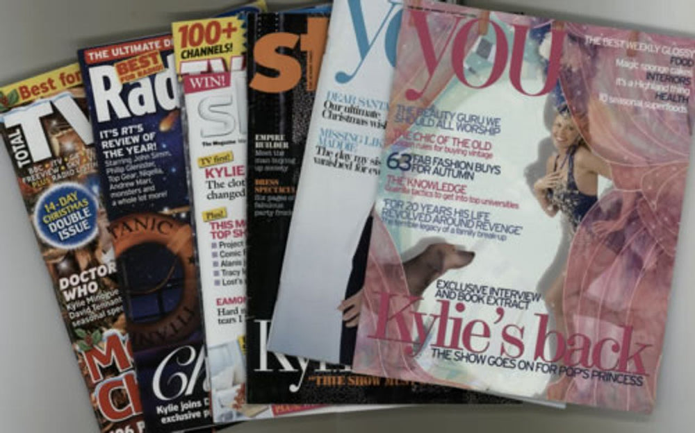 Kylie Minogue Collection of 7 TV Guides & Newspaper Supplements UK magazine 7 MAGAZINES