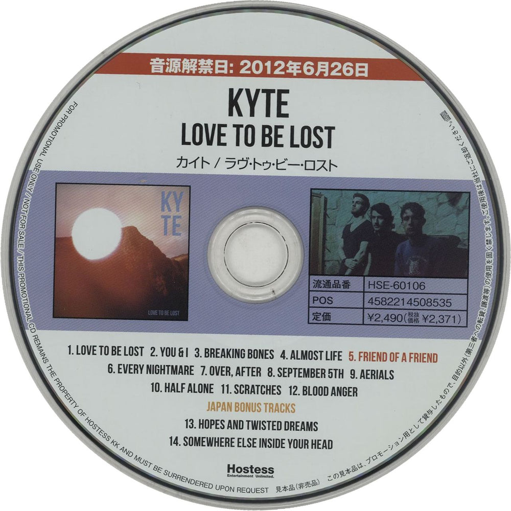 Kyte Love To Be Lost + Press Release Japanese Promo CD album (CDLP) HSE-60106