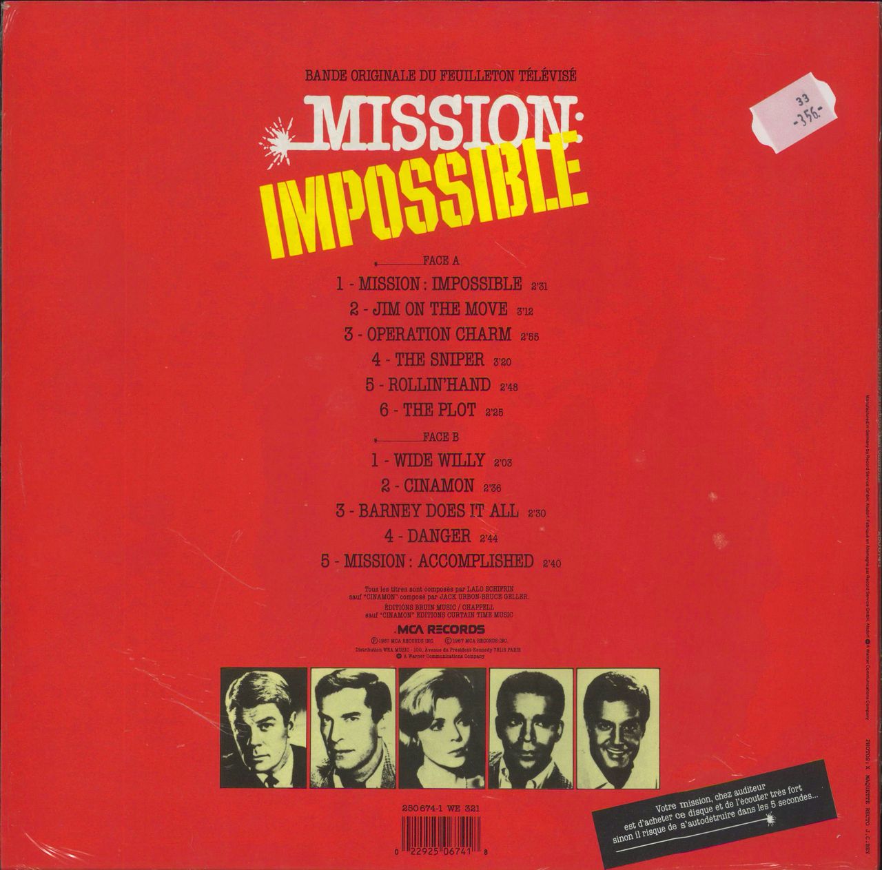 Lalo Schifrin Mission: Impossible (Bande Originale Du Feuilleton Télév —  RareVinyl.com