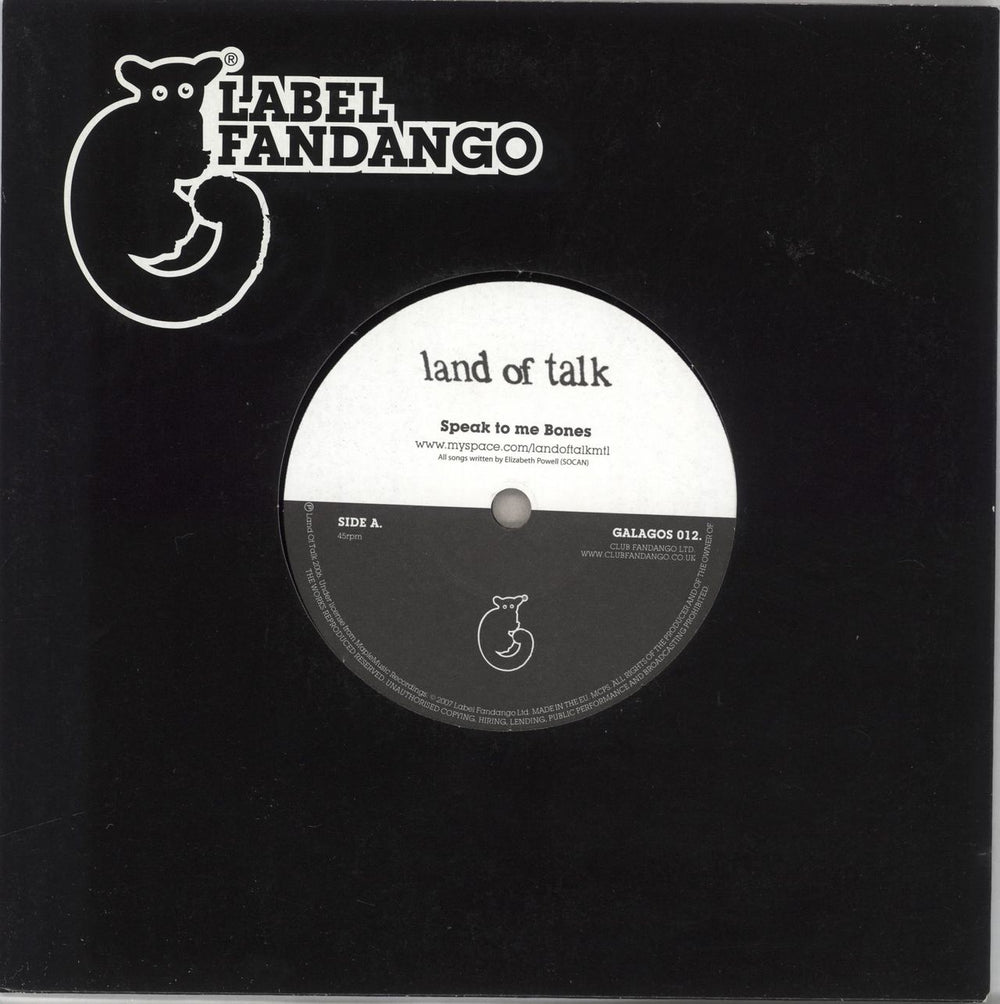 Land Of Talk Speak To Me Bones UK 7" vinyl single (7 inch record / 45) GALAGOS012