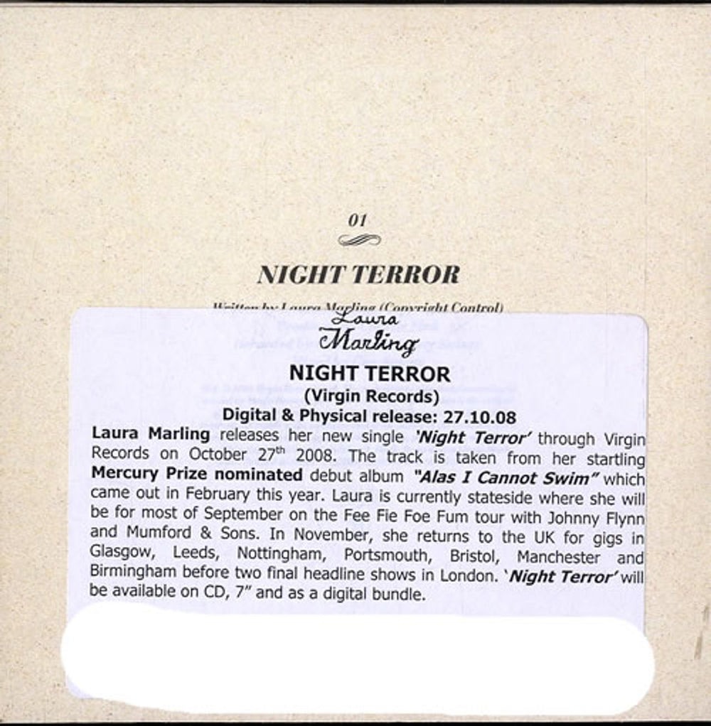 Laura Marling Night Terror - Pair of Promotional Discs UK Promo CD single (CD5 / 5") LMLC5NI631394