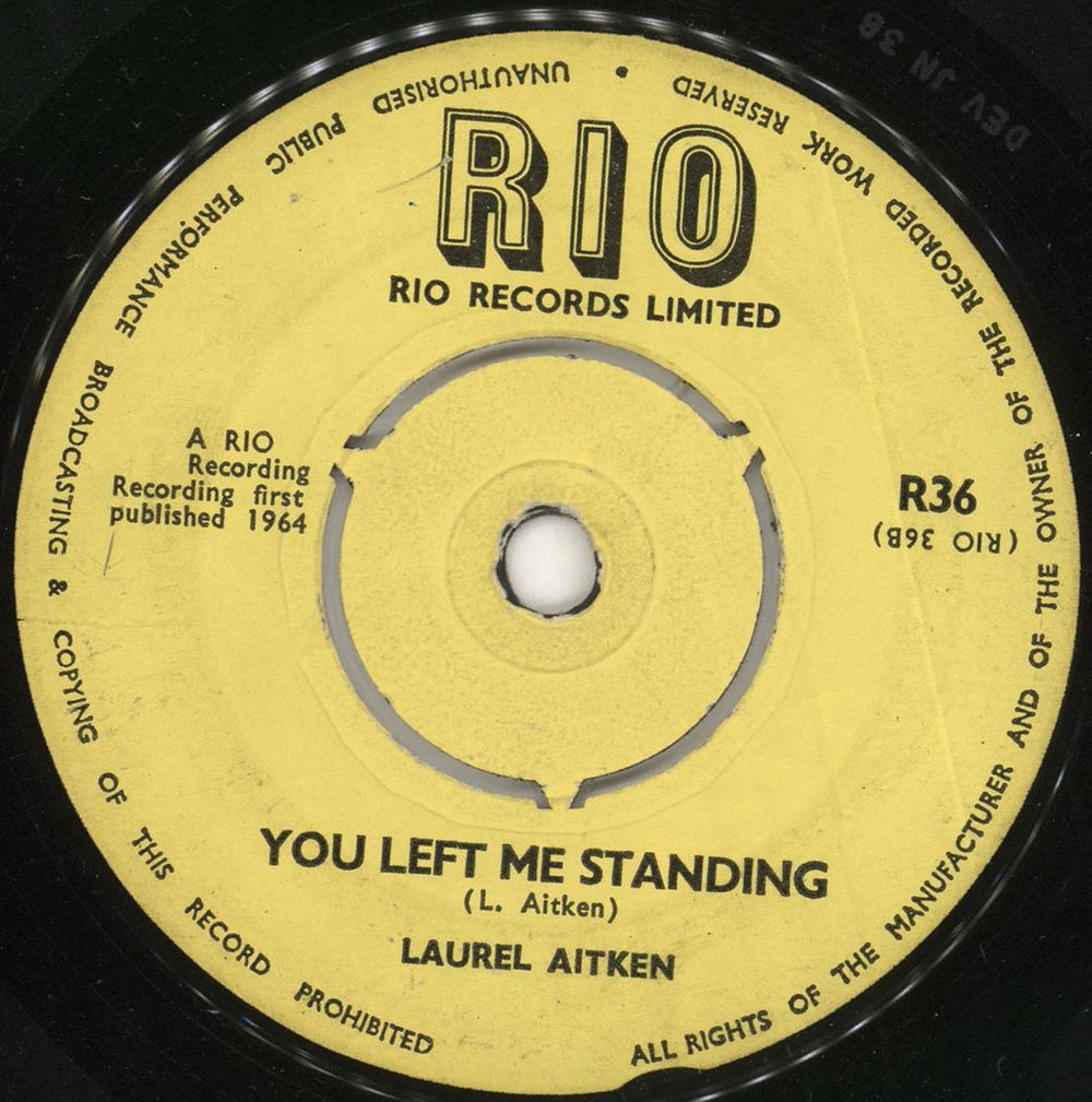 Laurel Aitken You Left Me Standing / Bug-A-Boo UK 7" vinyl single (7 inch record / 45) R36