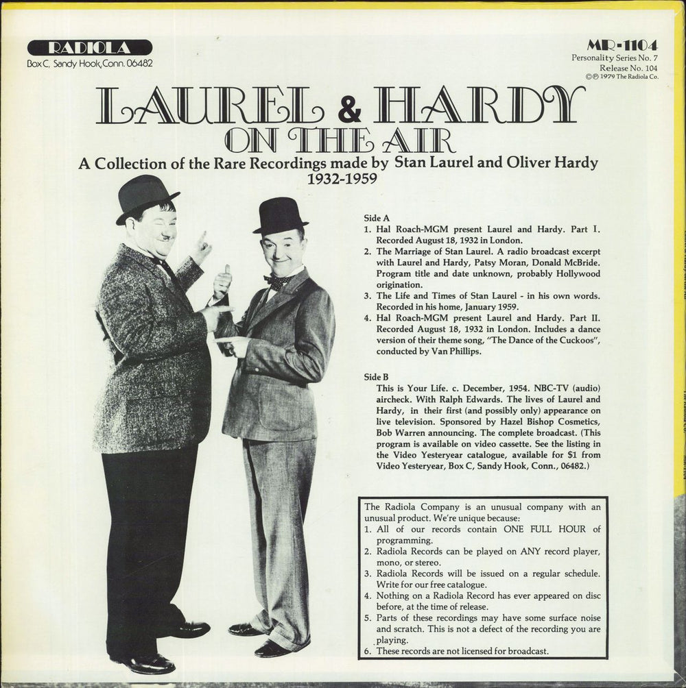 Laurel & Hardy (Comedy) Laurel & Hardy On The Air US vinyl LP album (LP record)