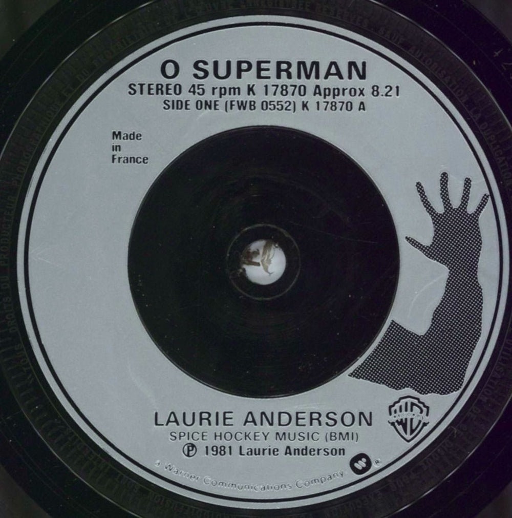 Laurie Anderson O Superman French 7" vinyl single (7 inch record / 45) K17870