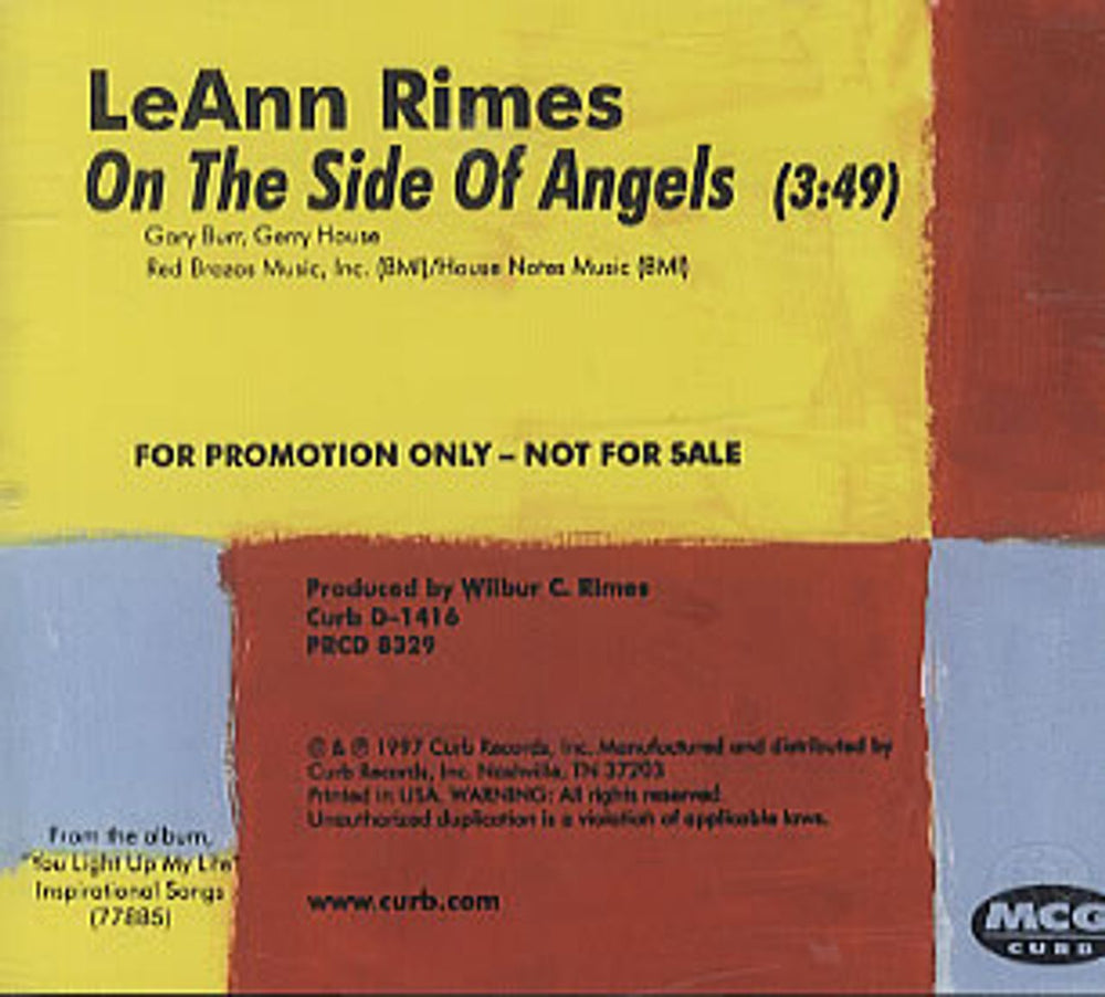 Leann Rimes On The Side Of Angels US Promo CD single (CD5 / 5") PRCD8329