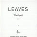 Leaves The Spell UK Promo CD-R acetate CD-R ACETATE