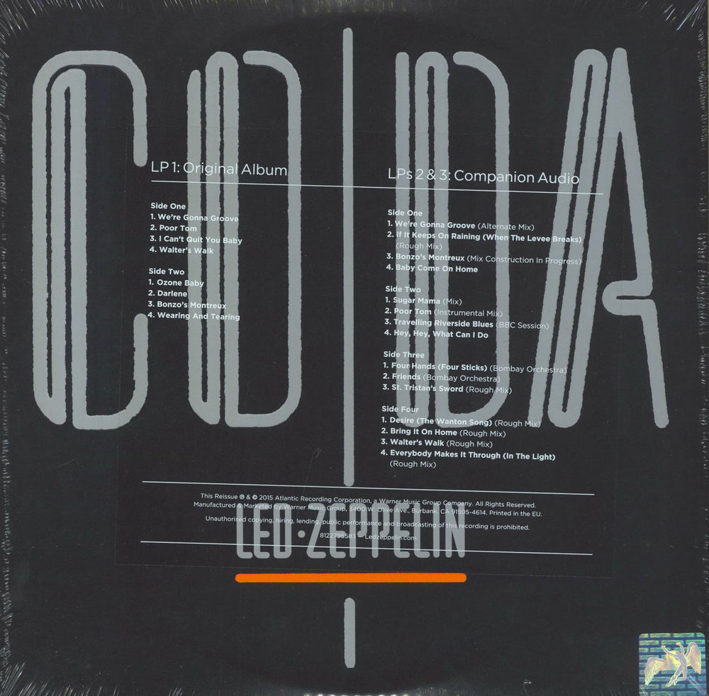 Led Zeppelin Coda: Deluxe - 180gm - Sealed UK 3-LP vinyl record set (Triple LP Album) 081227955830