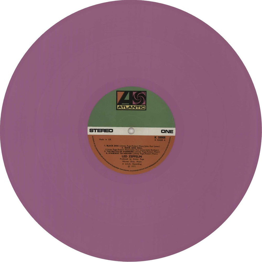 Led Zeppelin Led Zeppelin IV - Lilac Vinyl - EX UK vinyl LP album (LP record) ZEPLPLE447406