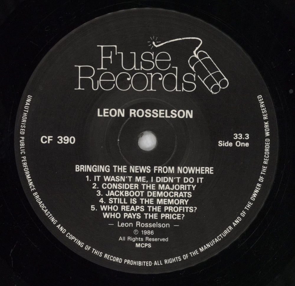 Leon Rosselson Bringing The News From Nowhere UK vinyl LP album (LP record) 6LRLPBR826970