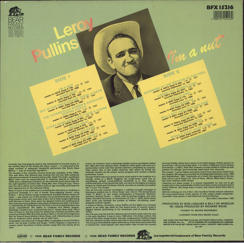 Leroy Pullins I'm A Nut German vinyl LP album (LP record)