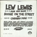 Lew Lewis Boogie On The Street UK 7" vinyl single (7 inch record / 45)