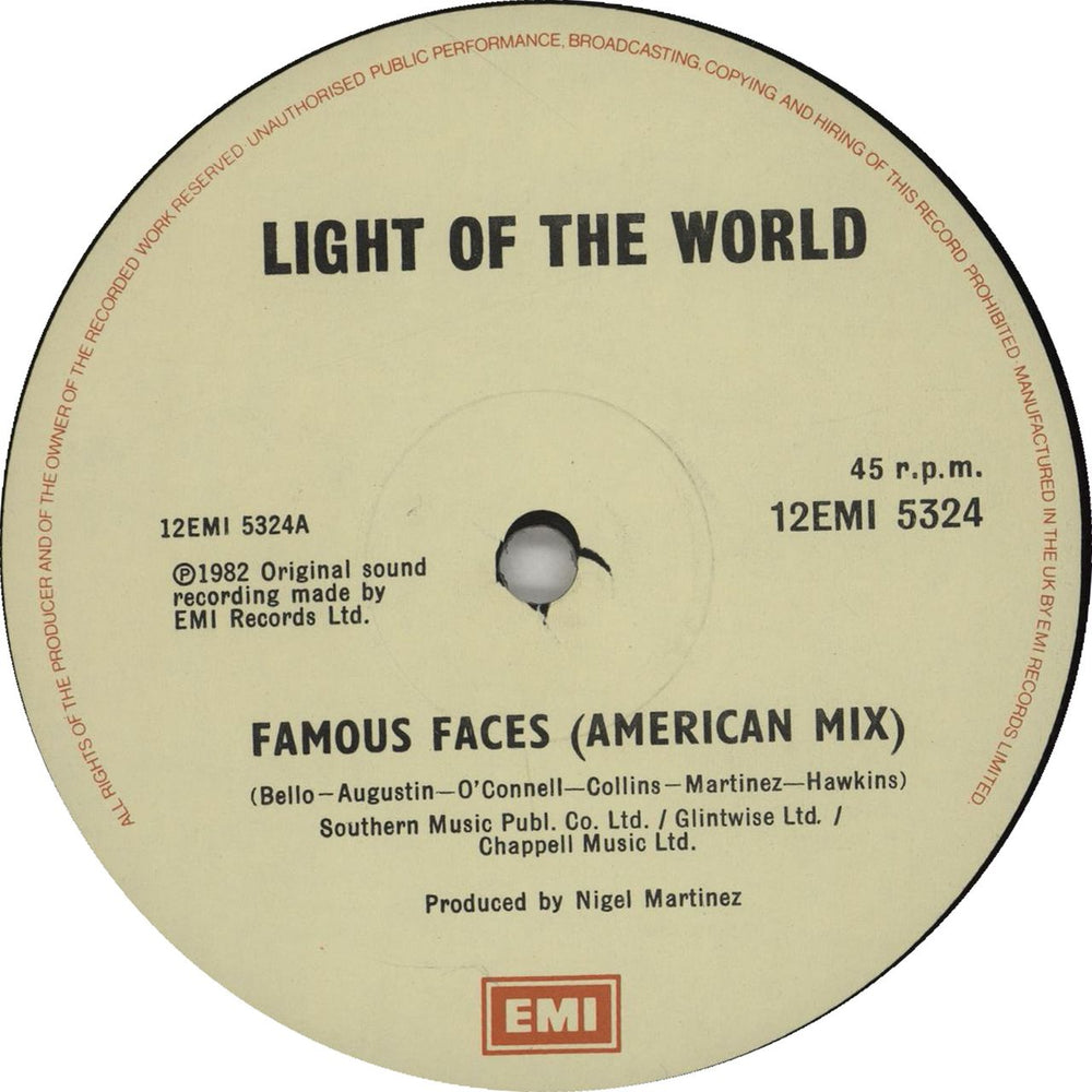 Light Of The World Famous Faces UK 12" vinyl single (12 inch record / Maxi-single) 12EMI5324