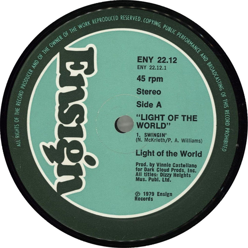 Light Of The World Swingin' UK 12" vinyl single (12 inch record / Maxi-single) ENY22.12