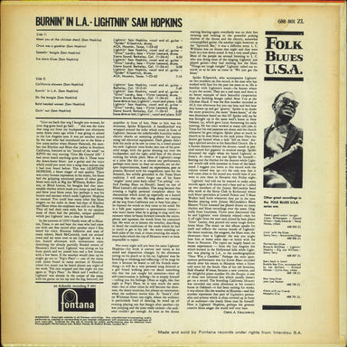 Lightnin' Hopkins Burnin' In L.A. UK Vinyl LP — RareVinyl.com