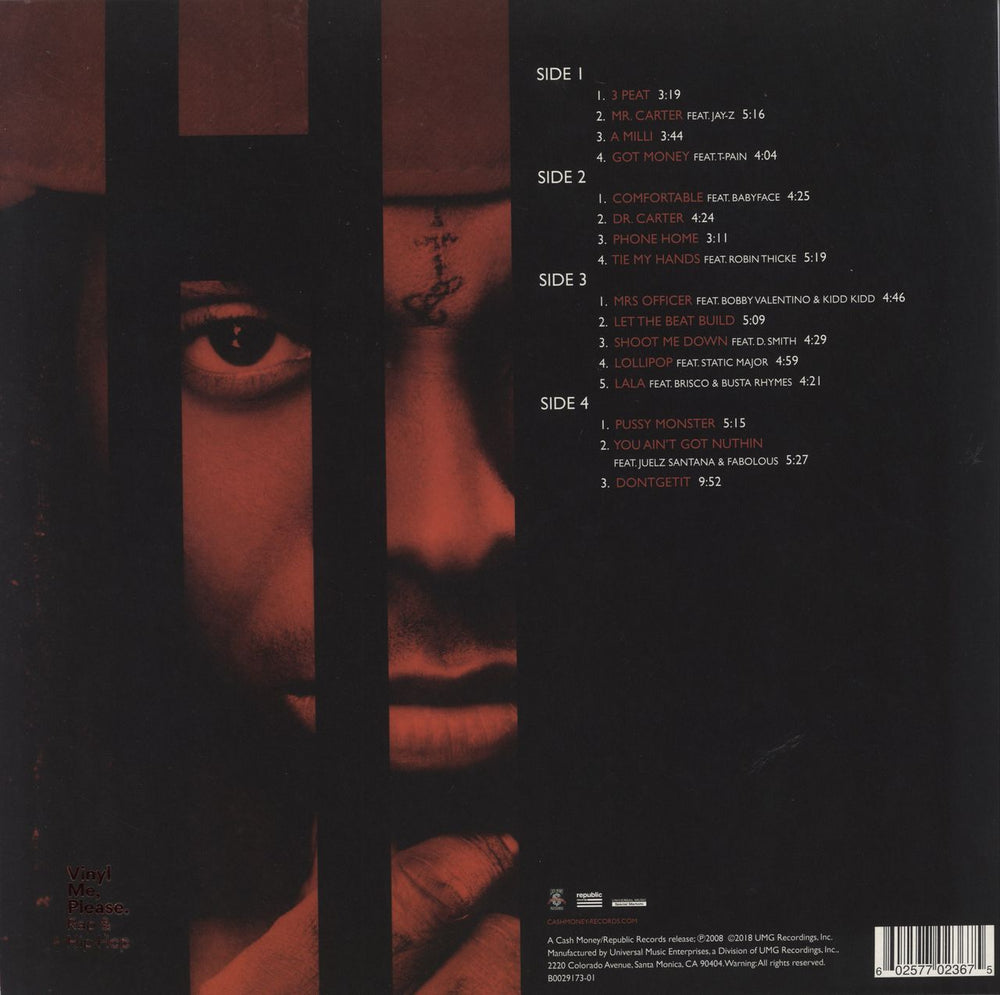 Lil Wayne Tha Carter III - 180gm Red & Black Galaxy Vinyl US 2-LP vinyl record set (Double LP Album) 602517798014