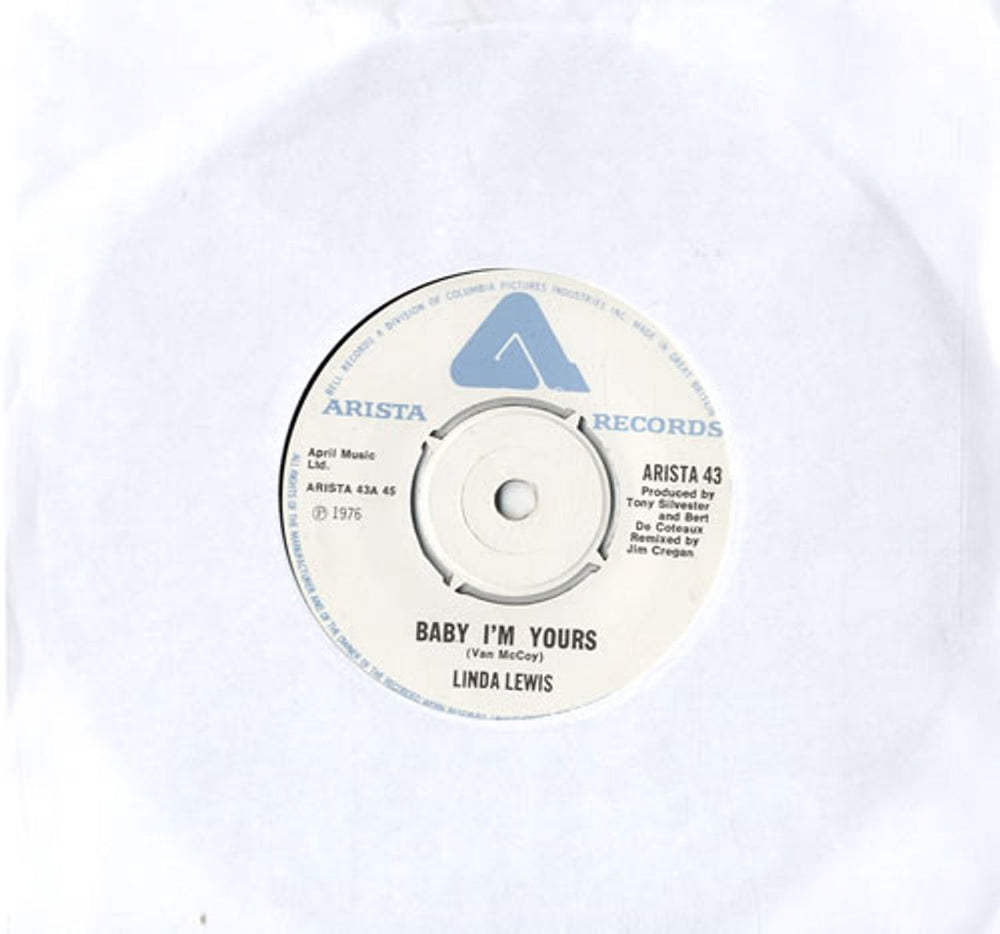 Linda Lewis Baby by I'm Yours UK 7" vinyl single (7 inch record / 45) ARISTA43