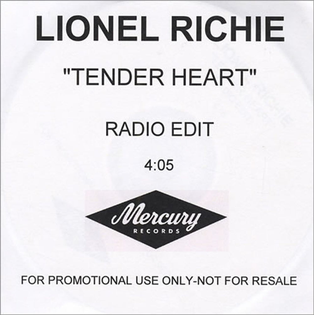 Lionel Richie Tender Heart UK Promo CD-R acetate CDR ACETATE