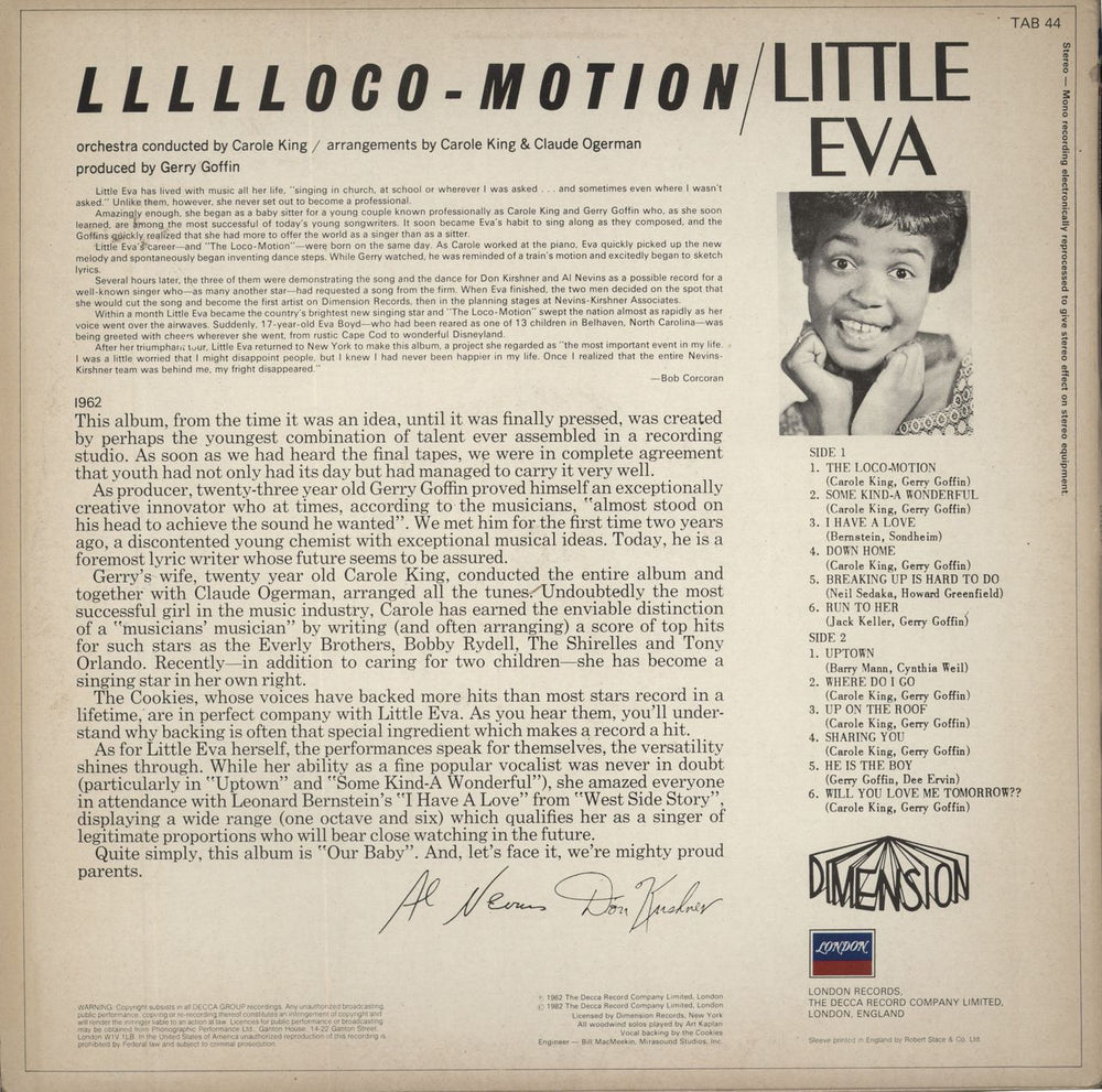 Little Eva Llllloco-Motion UK vinyl LP album (LP record)