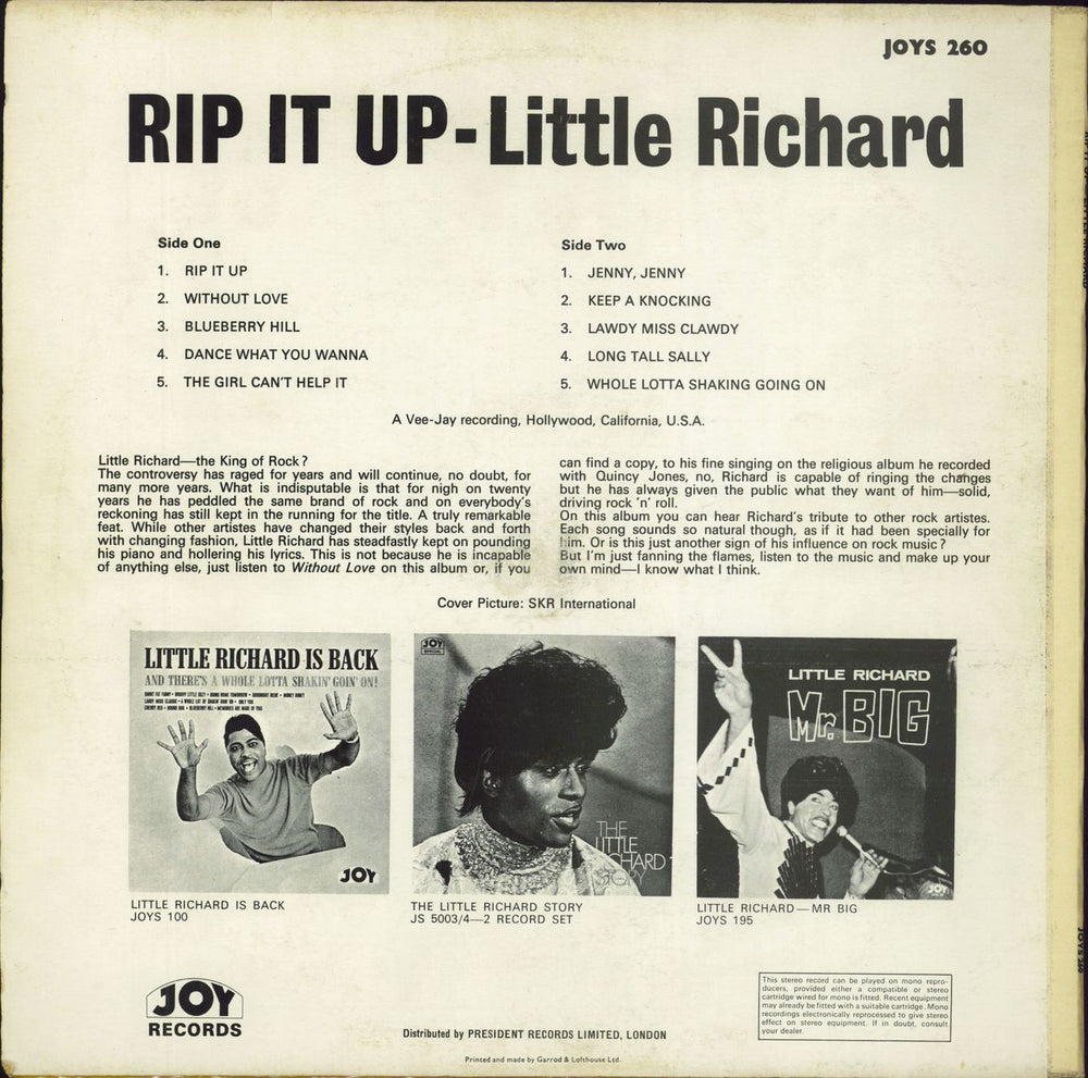 Little Richard Rip It Up UK vinyl LP album (LP record)