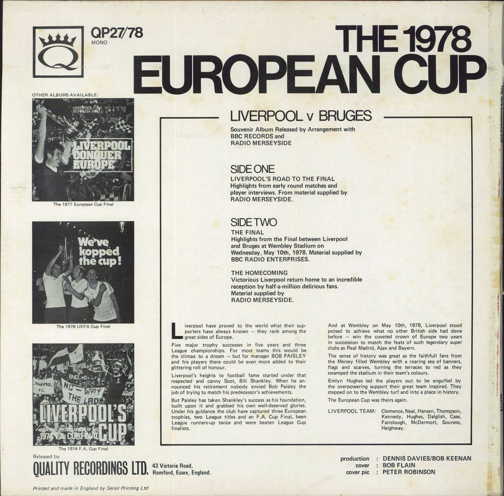 Liverpool FC The Legend Of Europe UK vinyl LP album (LP record)