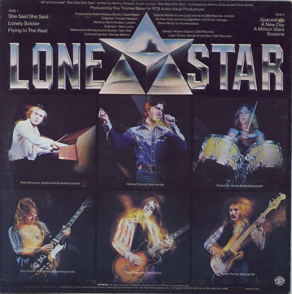 Lone Star Lone Star Canadian vinyl LP album (LP record)