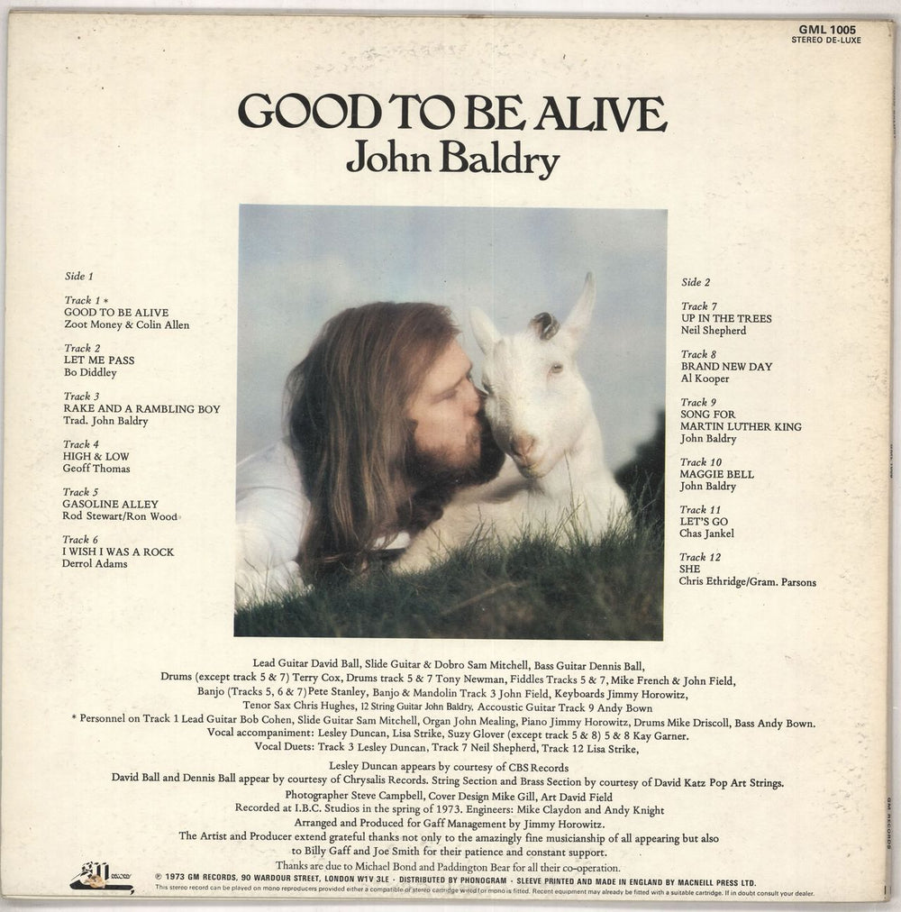 Long John Baldry Good To Be Alive UK vinyl LP album (LP record)