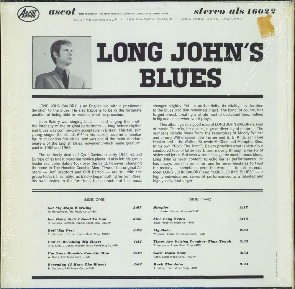 Long John Baldry Long John's Blues - Shrink US vinyl LP album (LP record)