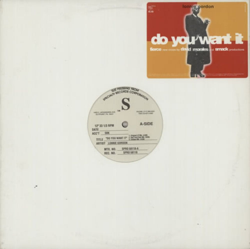 Lonnie Gordon Do You Want It US Promo 12" vinyl single (12 inch record / Maxi-single) SPRO-58118