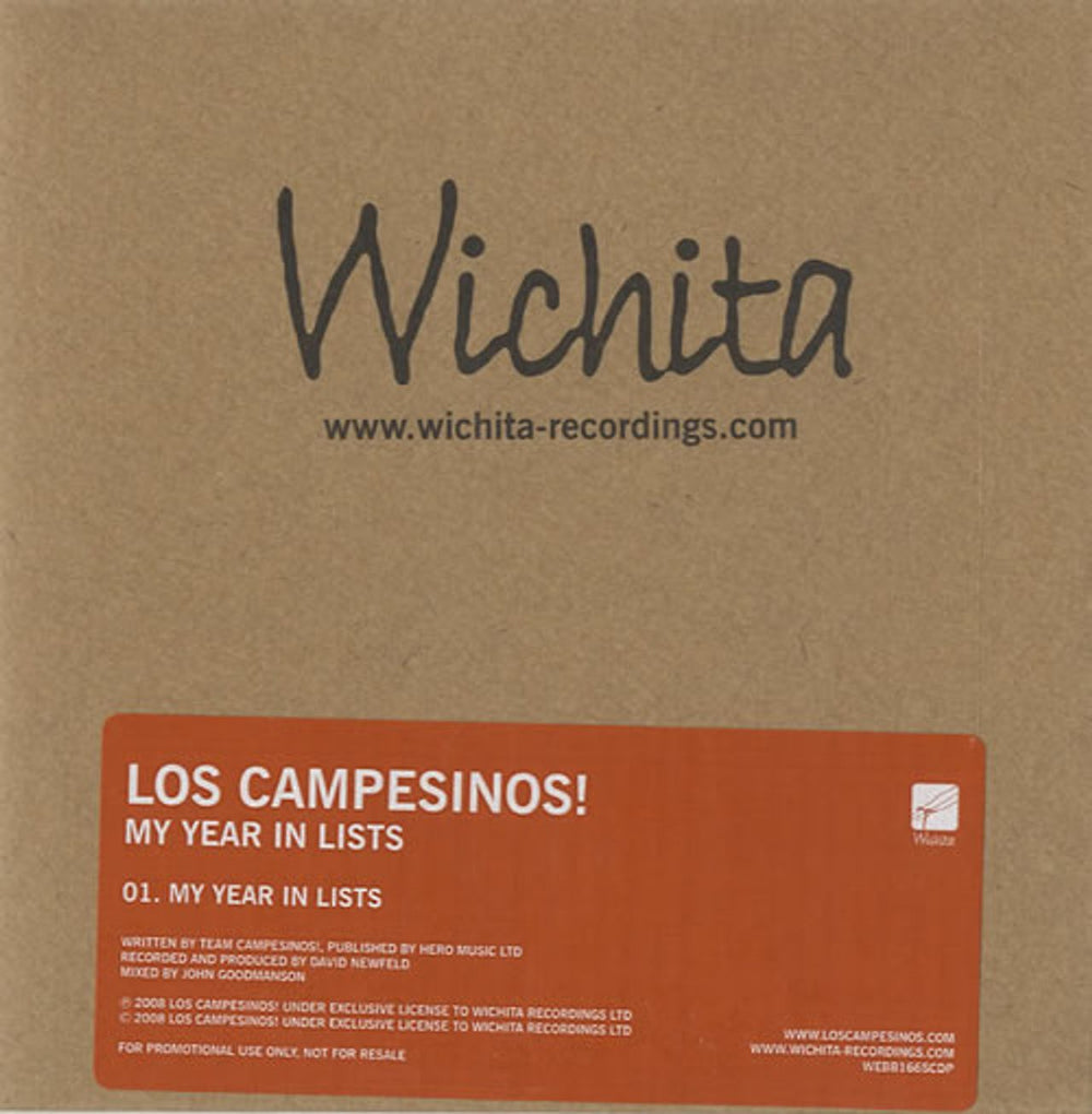 Los Campesinos My Year In Lists UK Promo CD/DVD single set CD-DVD-R SET