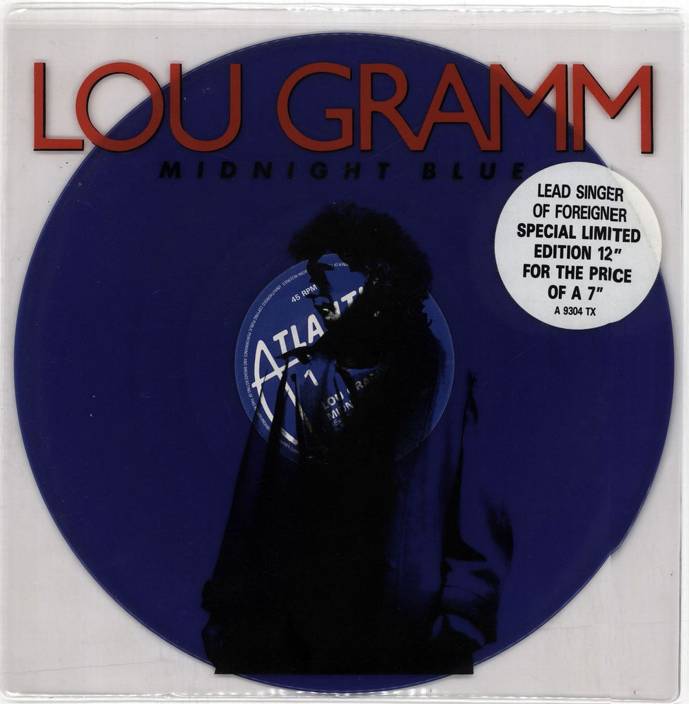 Lou Gramm Midnight Blue - Blue Vinyl + Printed Sleeve UK 12" vinyl single (12 inch record / Maxi-single) A9304TX