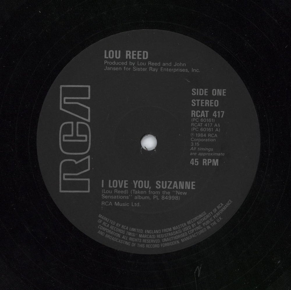 Lou Reed I Love You Suzanne UK 12" vinyl single (12 inch record / Maxi-single) RCAT417