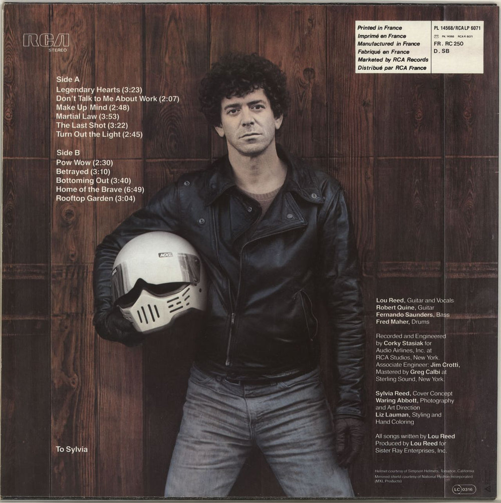 Lou Reed Legendary Hearts French vinyl LP album (LP record)