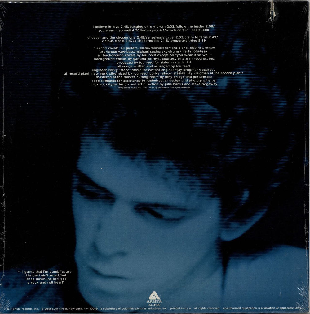 Lou Reed Rock And Roll Heart - Hype-stickered shrink US vinyl LP album (LP record)