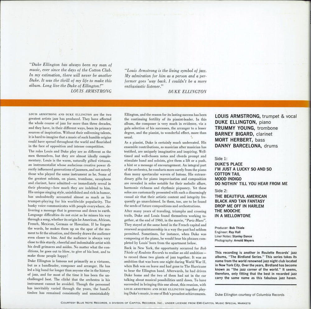 Louis Armstrong & Duke Ellington Recording Together For The First Time US vinyl LP album (LP record)