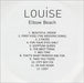 Louise Elbow Beach UK Promo CD-R acetate LSECREL159797