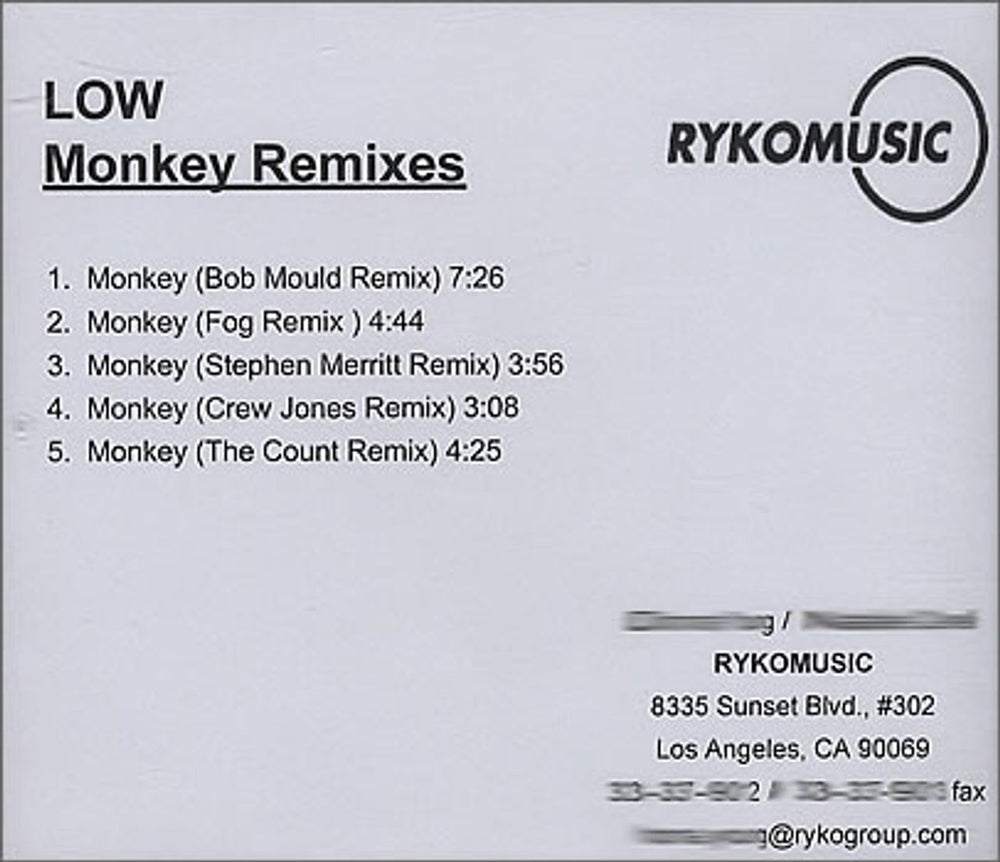 Low Monkey Remixes US Promo CD-R acetate CD-R ACETATE