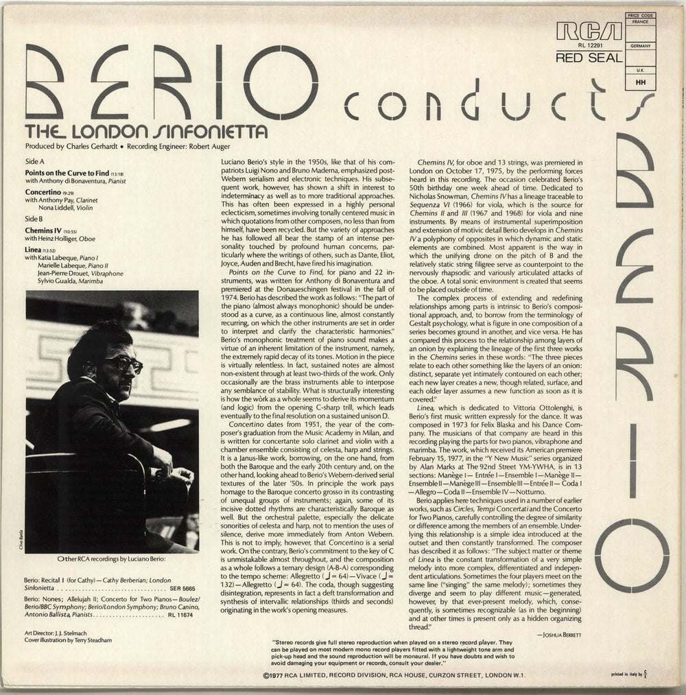 Luciano Berio Berio Conducts Berio Italian vinyl LP album (LP record)