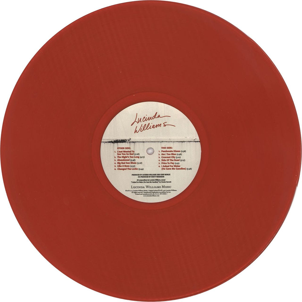 Lucinda Williams Lucinda Williams - 180gram Red Vinyl + Shrink US vinyl LP album (LP record) LWILPLU744184