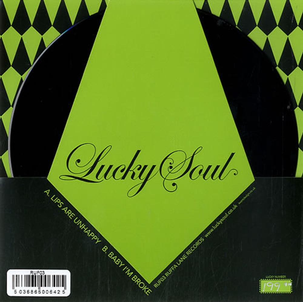 Lucky Soul Lips Are Unhappy UK 7" vinyl single (7 inch record / 45) LU507LI435262