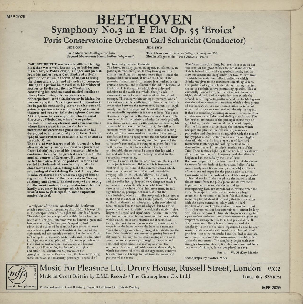 Ludwig Van Beethoven Symphony No. 3 in E Flat 'Eroica' UK vinyl LP album (LP record)