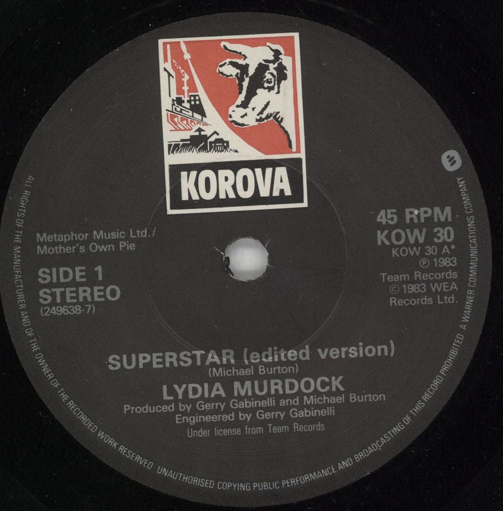 Lydia Murdock Superstar UK 7" vinyl single (7 inch record / 45) KOW30