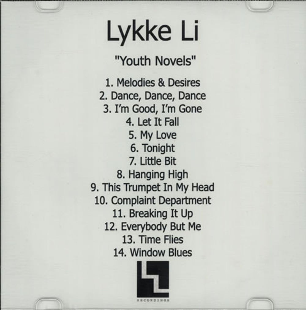 Lykke Li Youth Novels Swedish Promo CD-R acetate CD-R