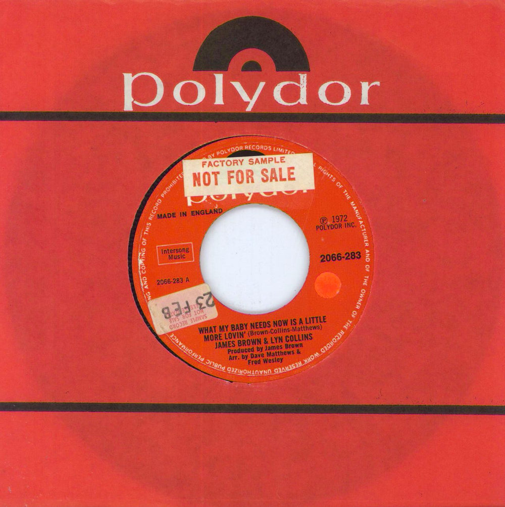 Lyn Collins What My Baby Needs Now Is A Little More Lovin' - Factory Sample UK 7" vinyl single (7 inch record / 45) 2066-283