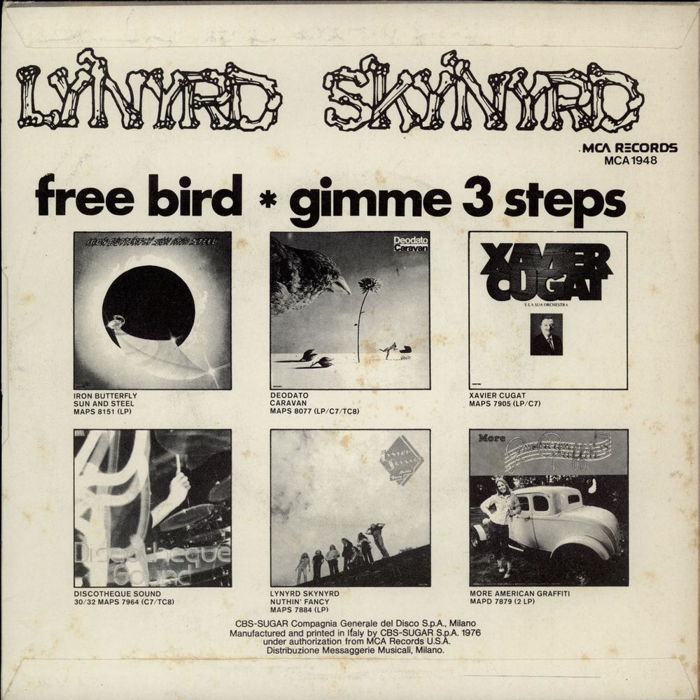 Lynyrd Skynyrd Free Bird + Unique Picture Sleeve Italian 7" vinyl single (7 inch record / 45)